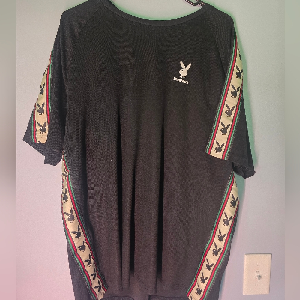 Playboy Black Tee with Bunny Accents XL
